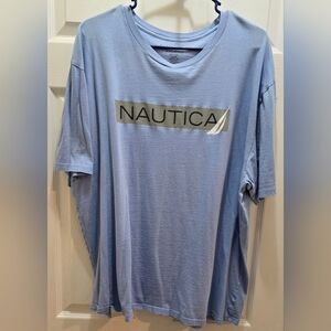 See Bleach Marks...Nautica Men's Sky Blue Logo Tee Xxl